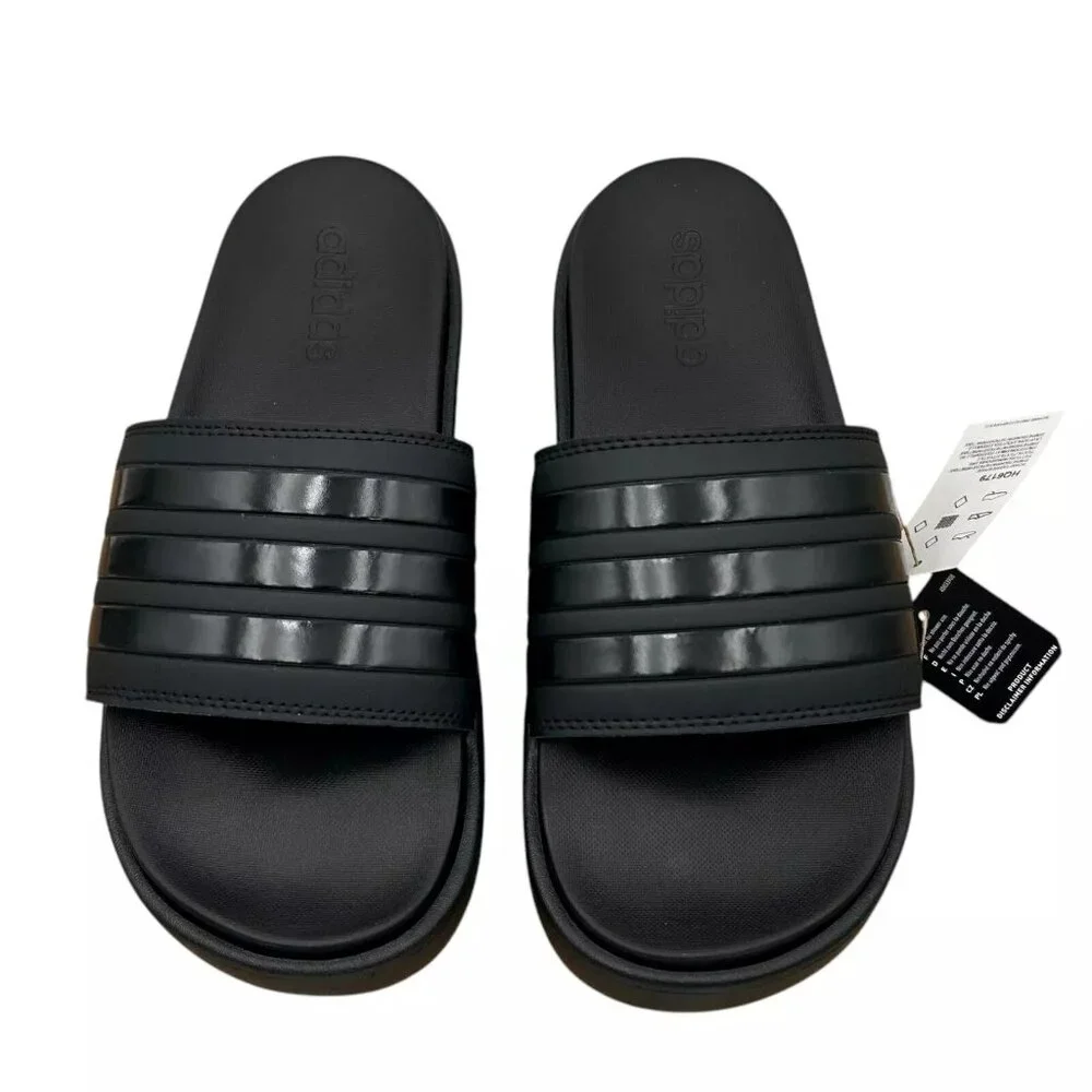 adidas Adilette Platform‎ Slide Sandals Women's Size 8-9 Black - Comfort & Style